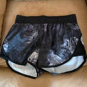 Black marbled exercise shorts